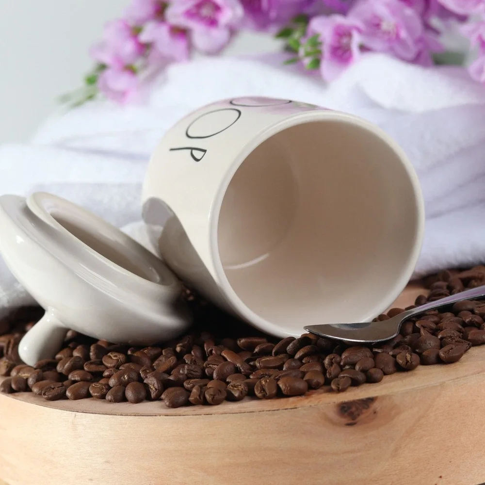 Rae Dunn SCOOP Ceramic Canister with Lid Ivory Artisan Collection by Magenta